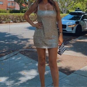 All Saints Metallic Mini Dress